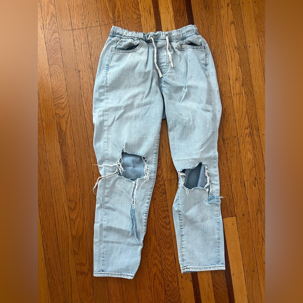 American Original Rewash jeans S small distressed EUC stretch waist light wash